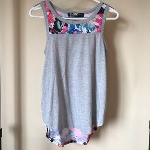 Yoins Gray Round Neck Floral Print Tank Top